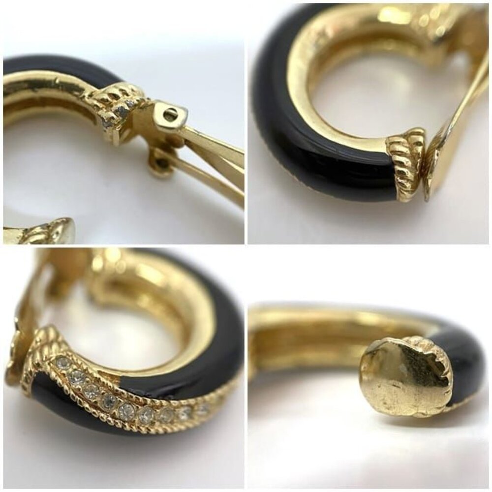 Christian Dior Earrings Gold Black - Picture 9 of 10